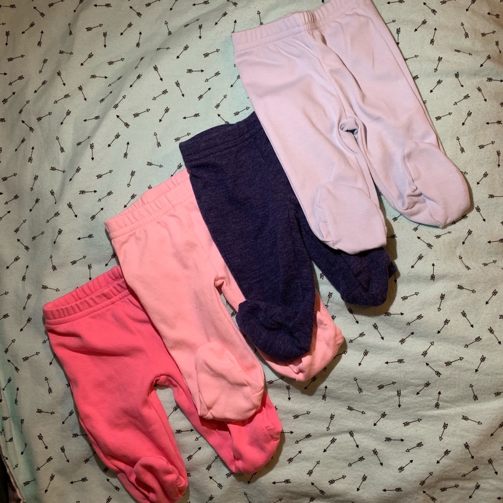 Set of 4 preemie footie pants